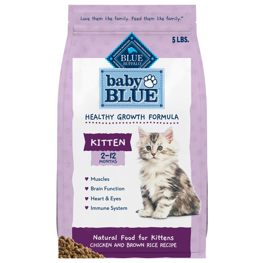 Blue Buffalo front packaging showing Baby BLUE 5 lb bag and benefits