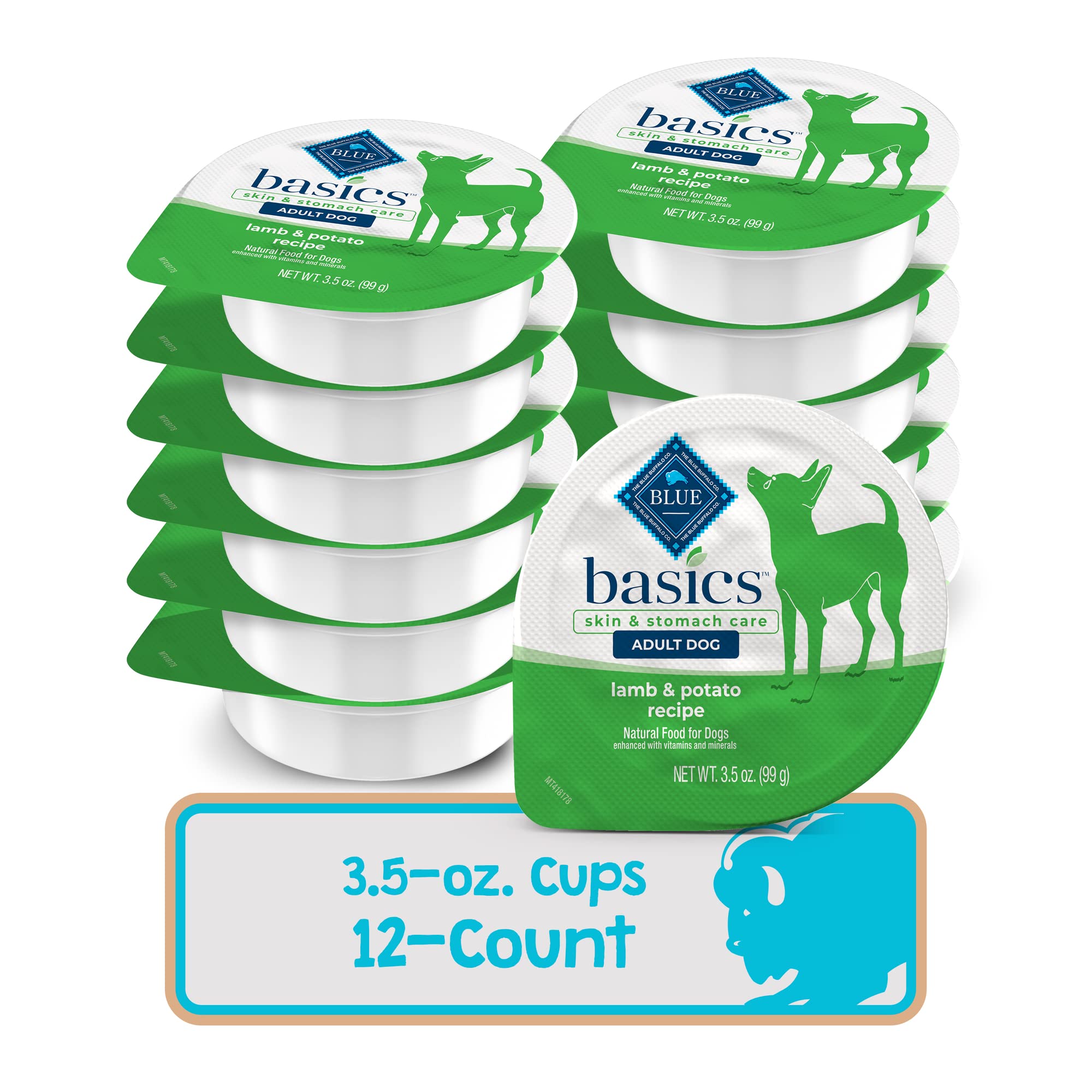 Blue Buffalo basics cup on kitchen counter showing everyday feeding