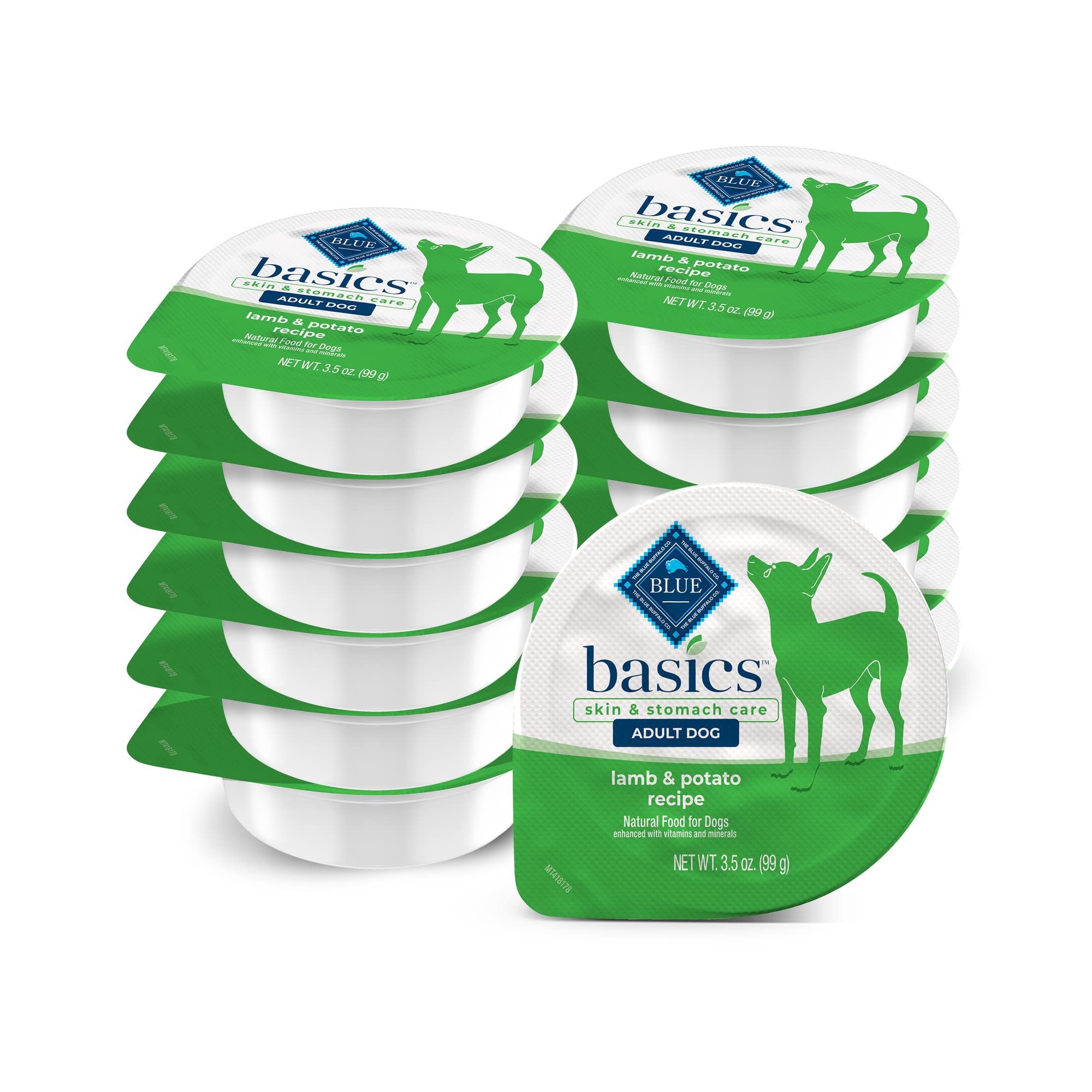 Blue Buffalo basics front packaging shows lamb and key benefits