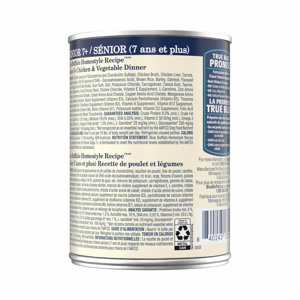 Blue Buffalo can top label clearly showing chicken-first ingredient and net weight