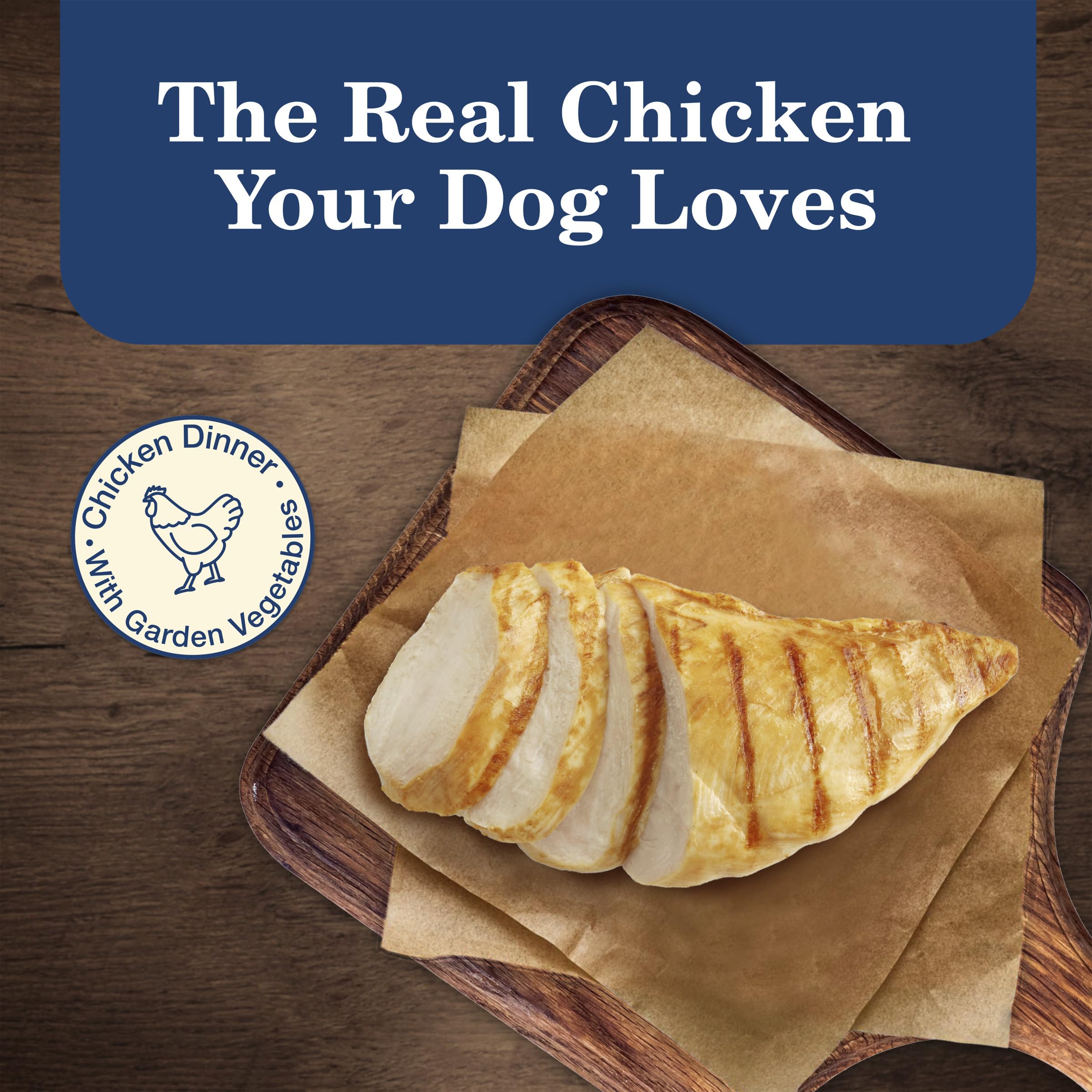 Blue Buffalo deboned chicken in bowl emphasizing real meat protein