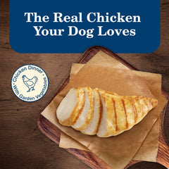 Blue Buffalo deboned chicken in bowl emphasizing real meat protein