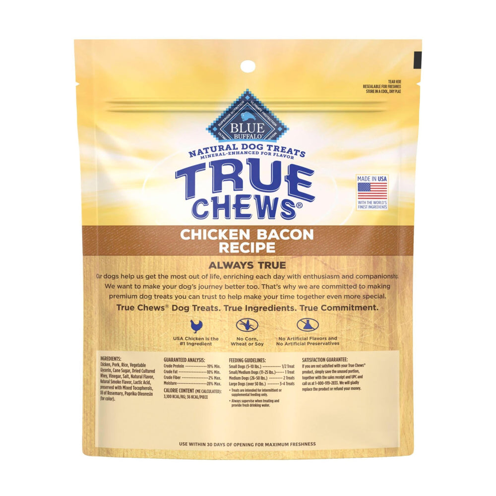 Blue Buffalo close-up of chicken bacon treats highlighting texture