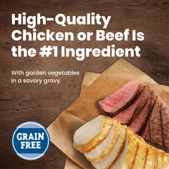 Blue Buffalo Country Chicken can close-up highlighting real chicken