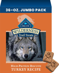 Blue Buffalo front packaging showing Trail Treats turkey and benefits