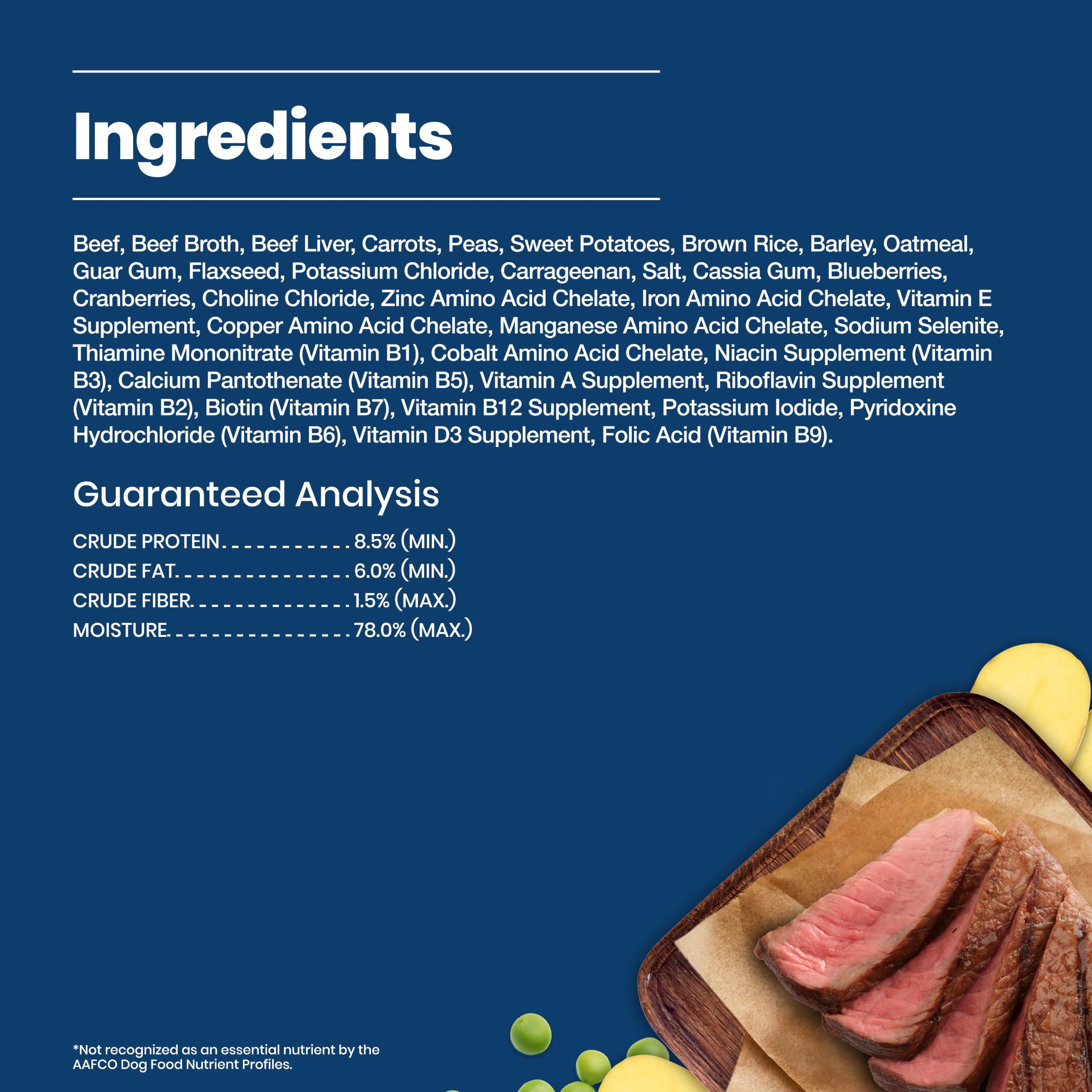 Can label and nutrition facts of Blue Buffalo displaying clear feeding information benefit