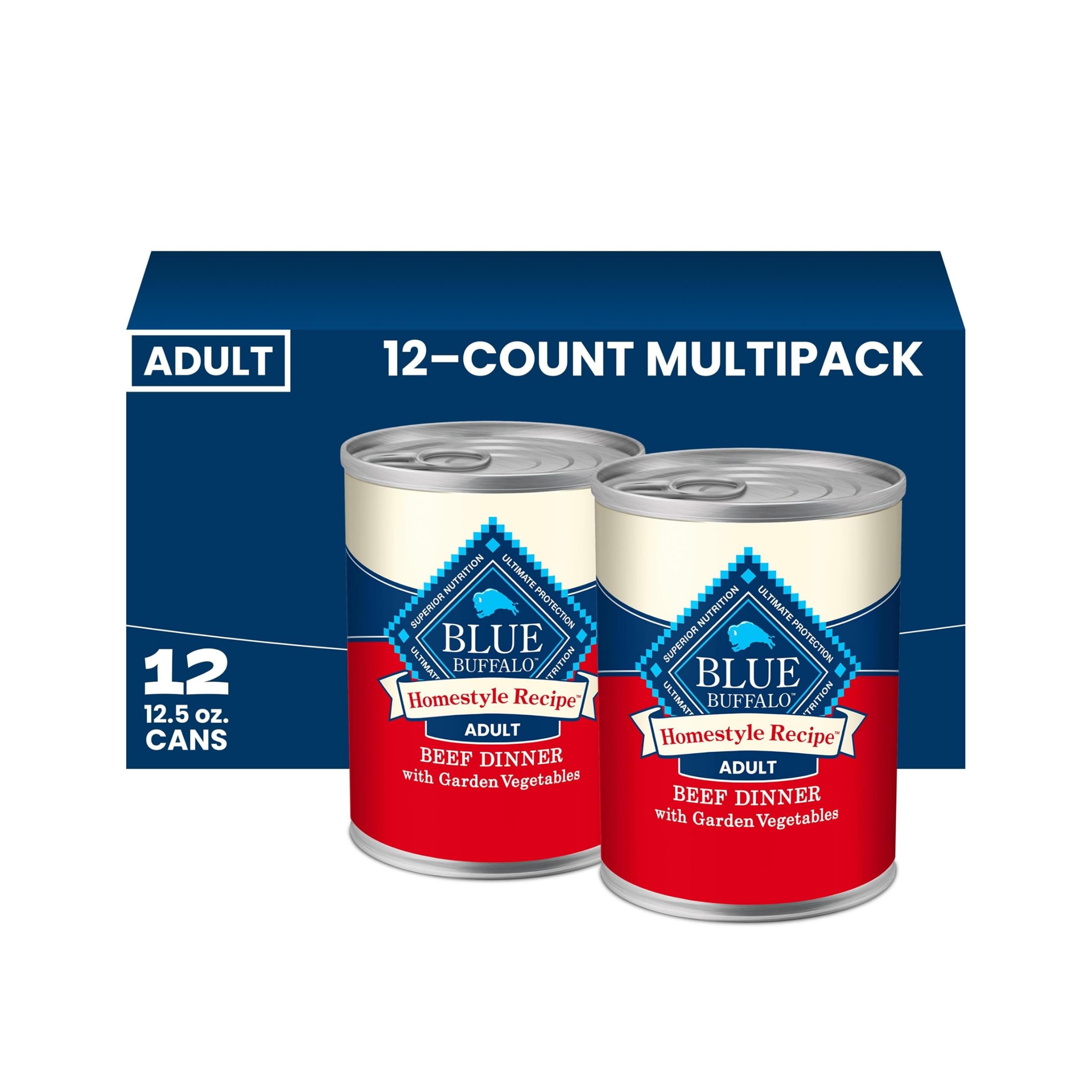 Blue Buffalo can front label showing homestyle beef and appealing packaging benefit clarity