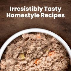 Bowl of Blue Buffalo paté mixed with kibble showing improved moisture and palatability