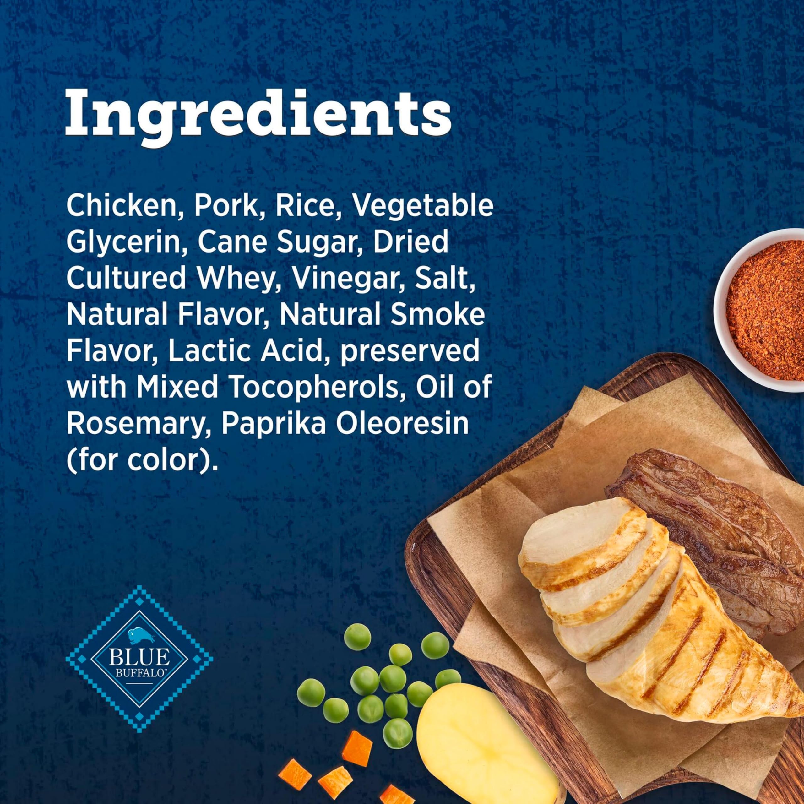 Blue Buffalo ingredients label showing real chicken first