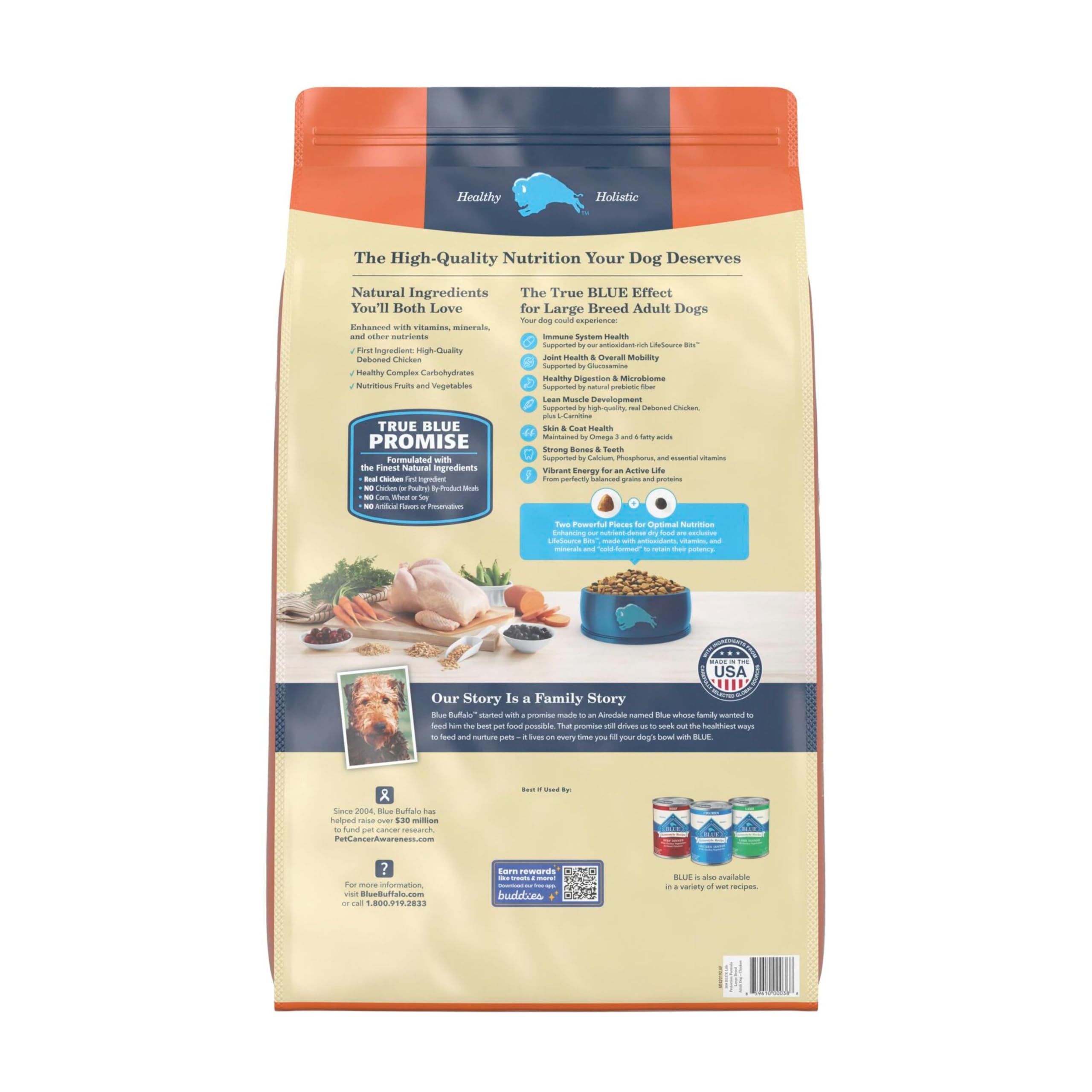 Blue Buffalo close-up of kibble texture highlighting digestible grains