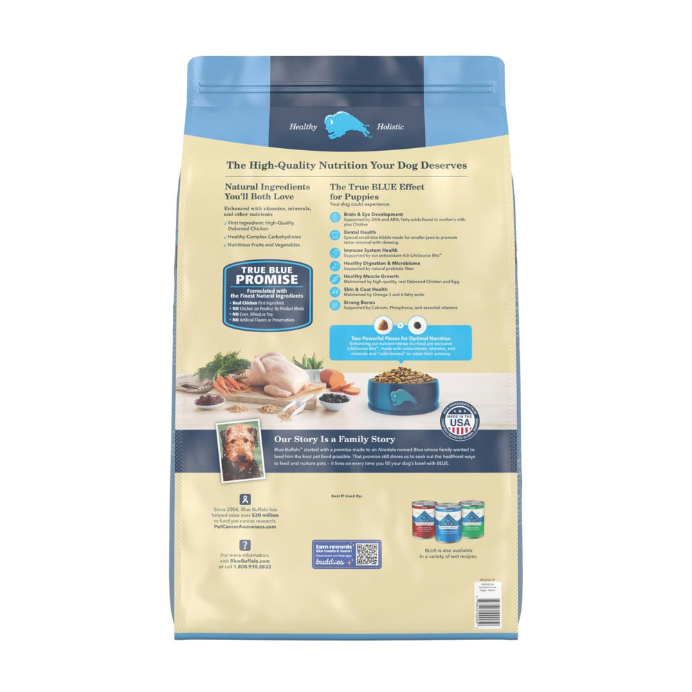 Blue Buffalo kibble close-up highlighting texture and high-quality chicken for palatability
