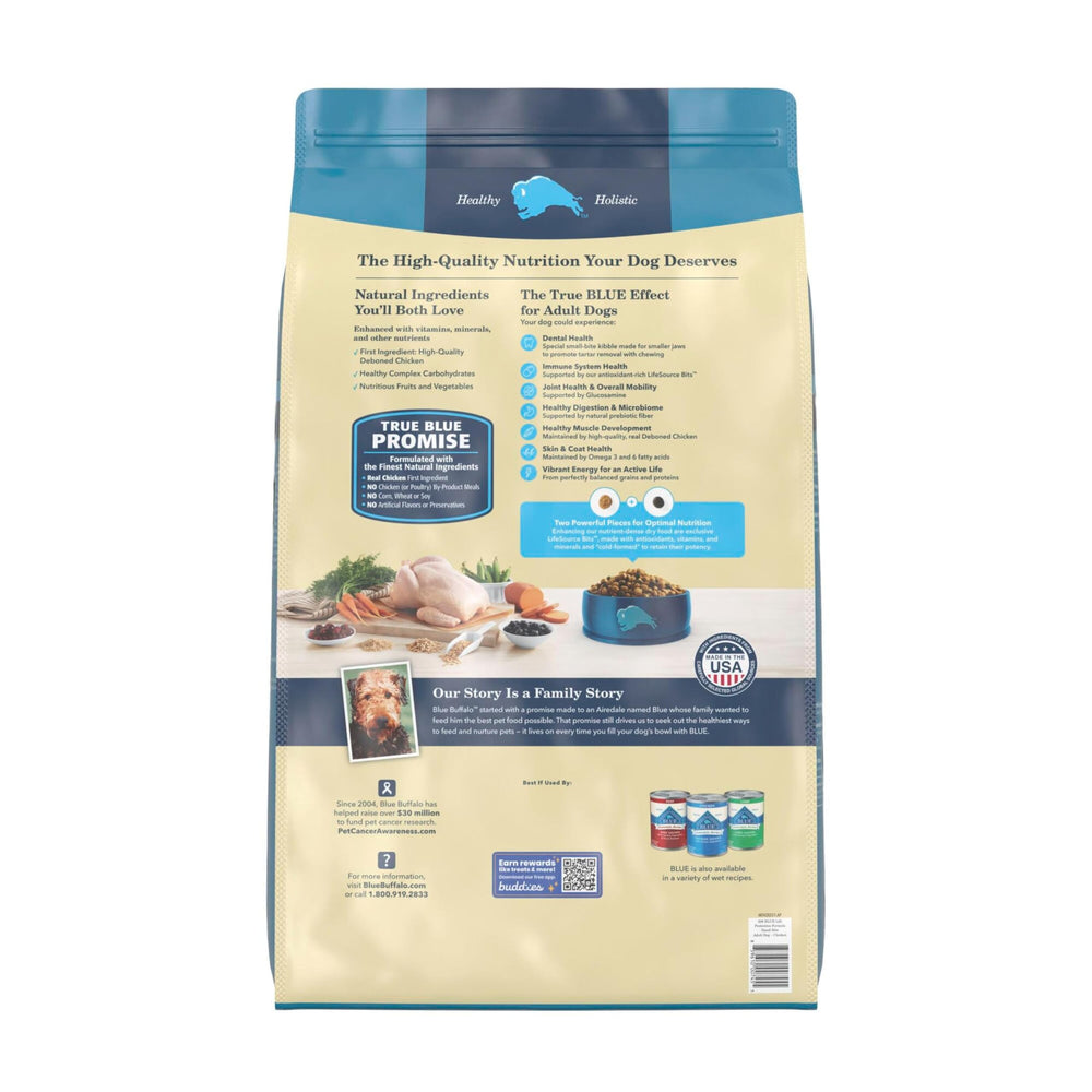 Blue Buffalo small kibble close-up highlights texture and easier chewing