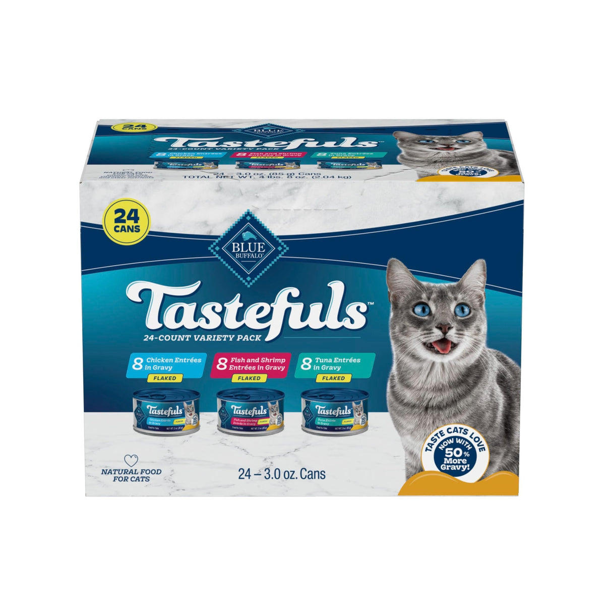 Blue Buffalo pack front packaging showing variety and benefits
