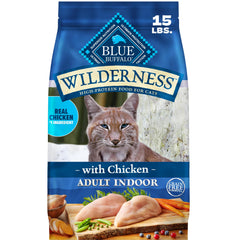 Blue Buffalo front packaging showing 15 lb bag and benefits
