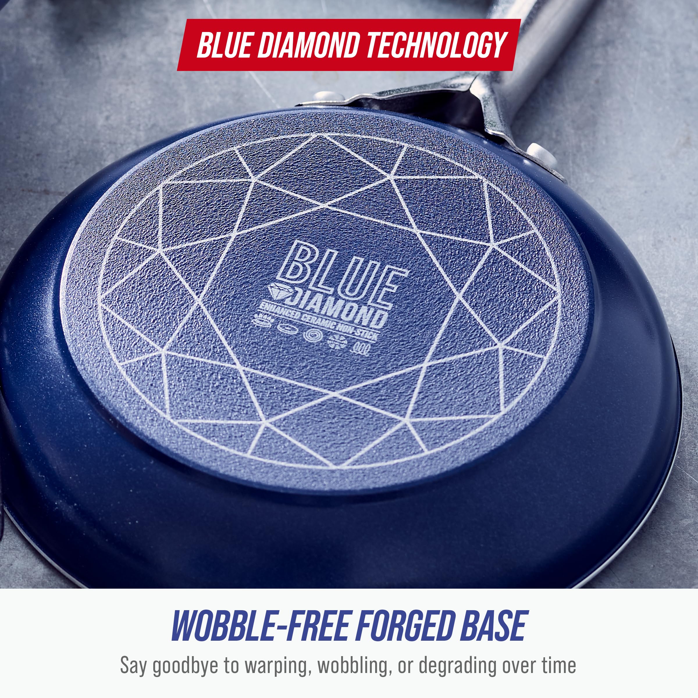 Blue Diamond forged heavy-duty base underside detail showing warp resistance and stability benefit