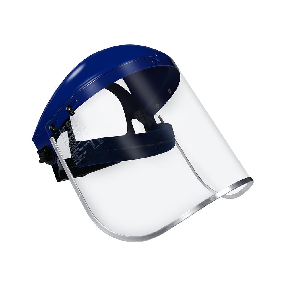 Blue Eagle front-facing shield showing full-face coverage and clear vision benefit