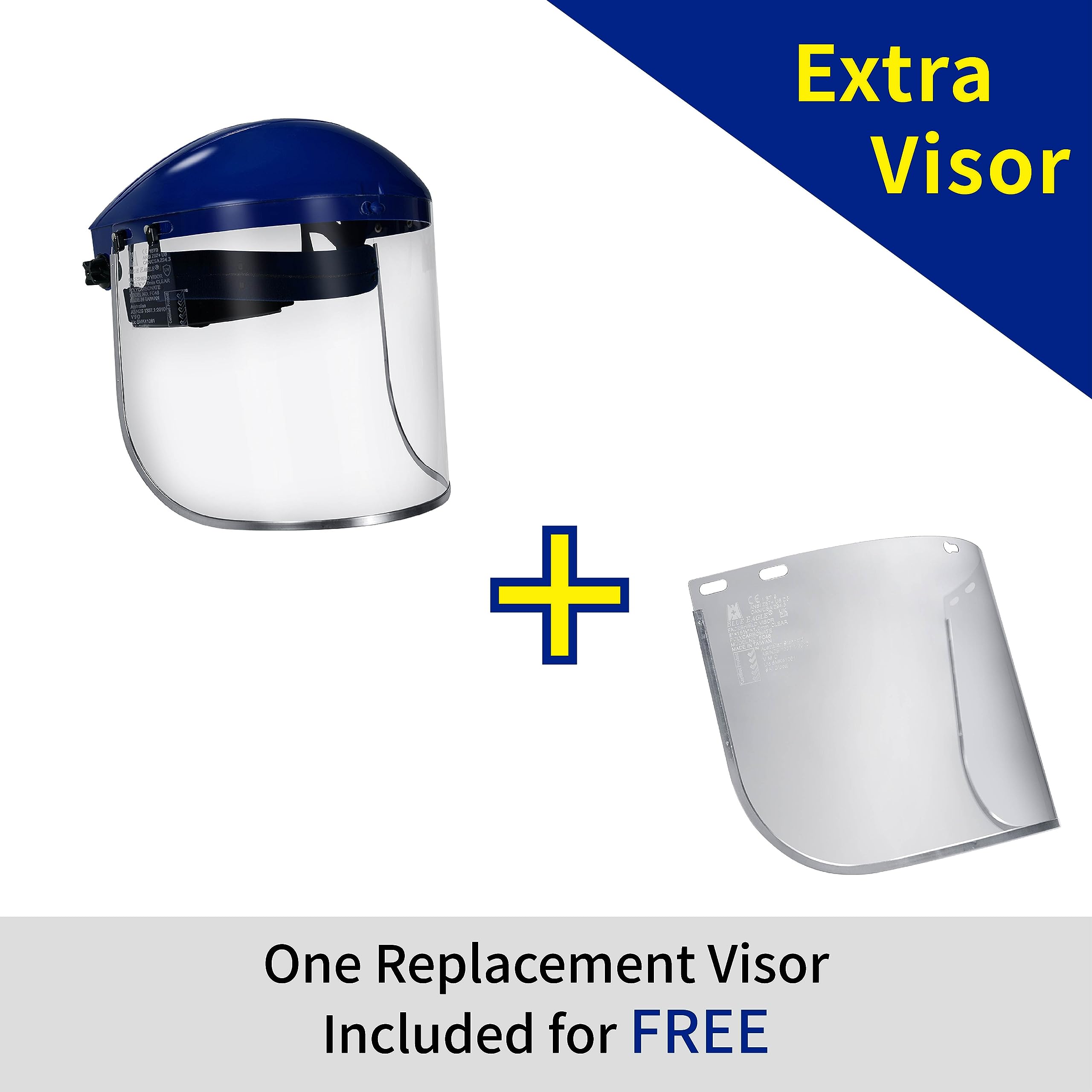 Blue Eagle replacement visor alongside main visor showing quick swap convenience