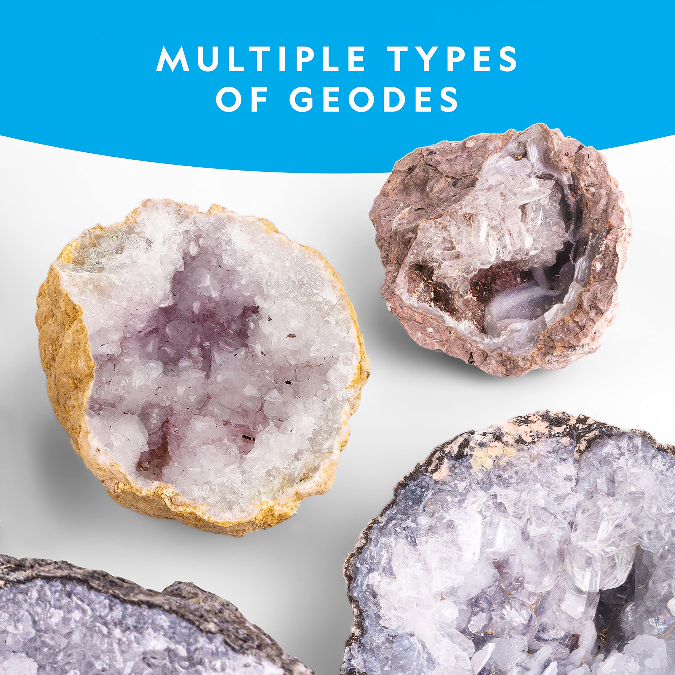 Blue Marble hand cracking a geode demonstrating safe, supervised discovery benefit