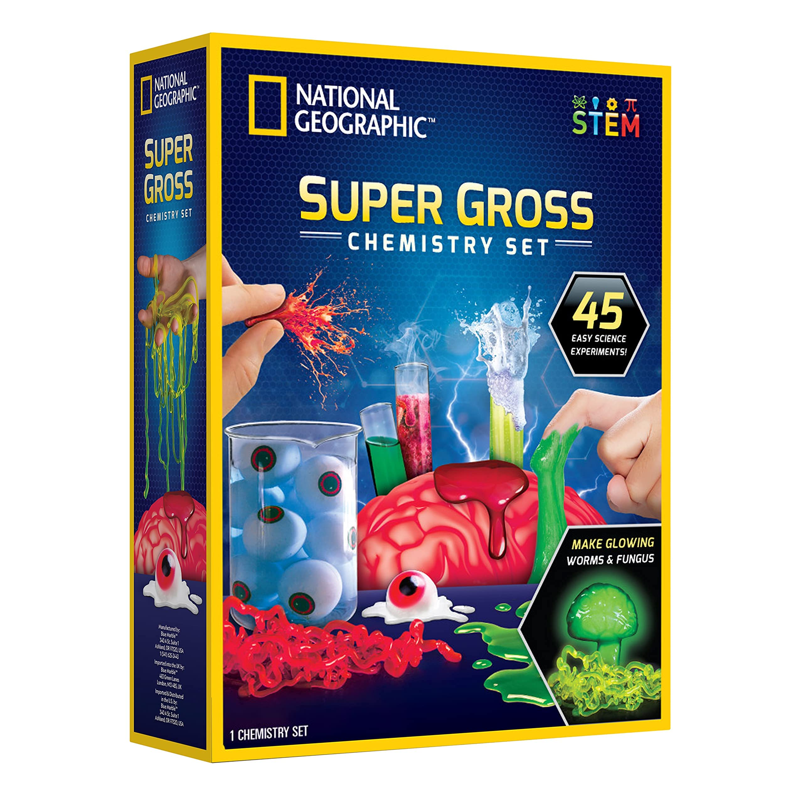 Blue Marble kit box front showing contents and branding, encourages STEM play