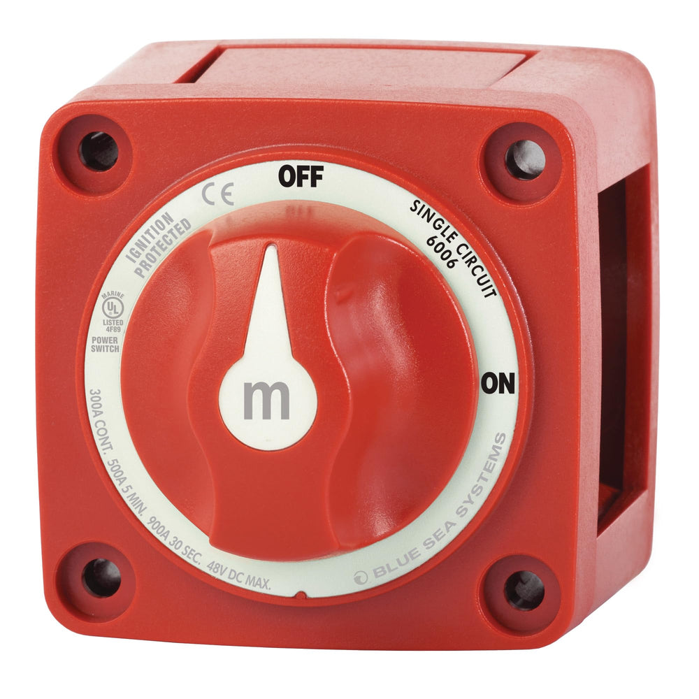 Blue Sea Systems front view showing compact switch and readable label for easy control
