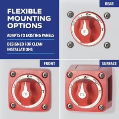 Blue Sea Systems rear mounting profile demonstrating flexible panel or bulkhead installation