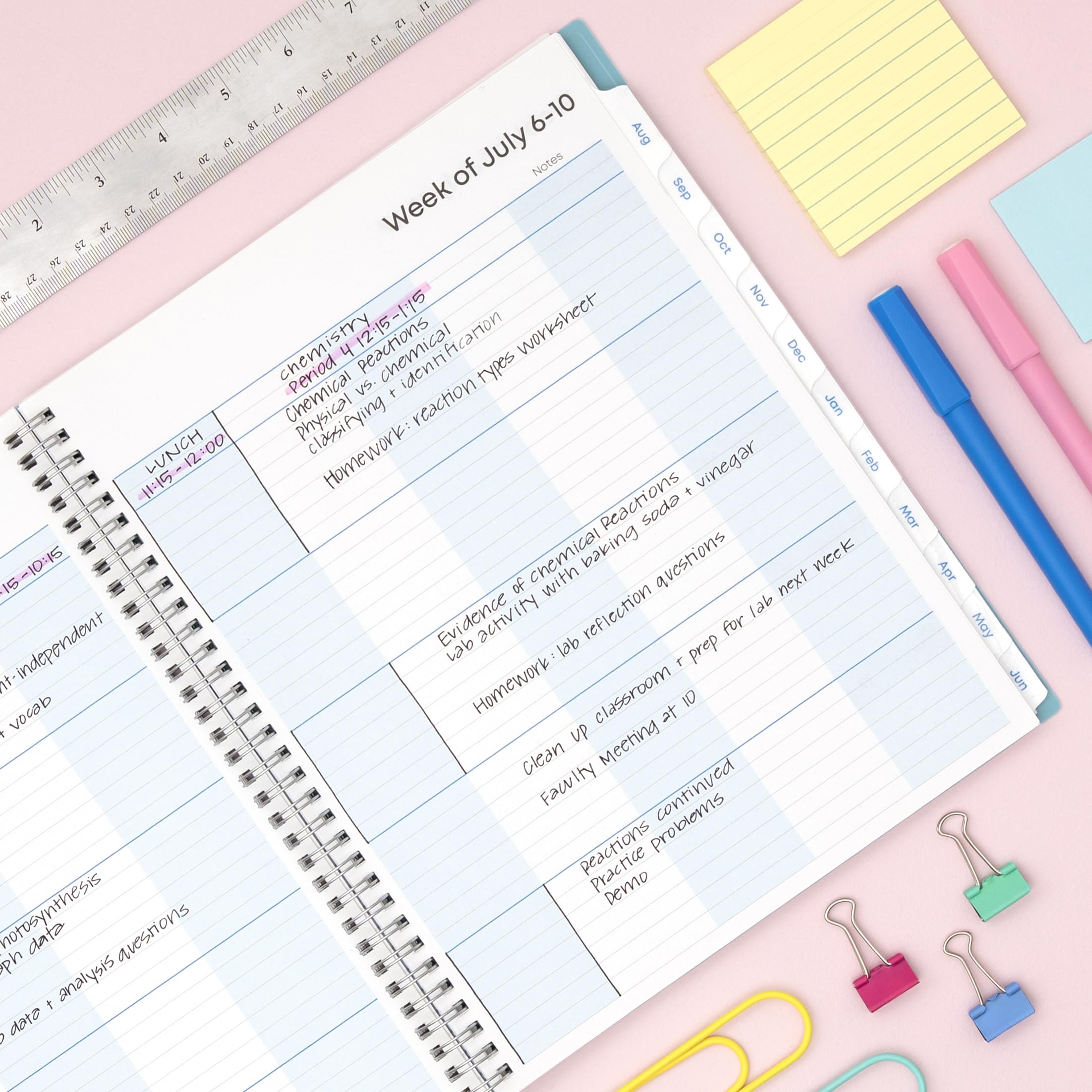 Blue Sky weekly layout detail displaying lined spaces for clear daily planning benefits focus