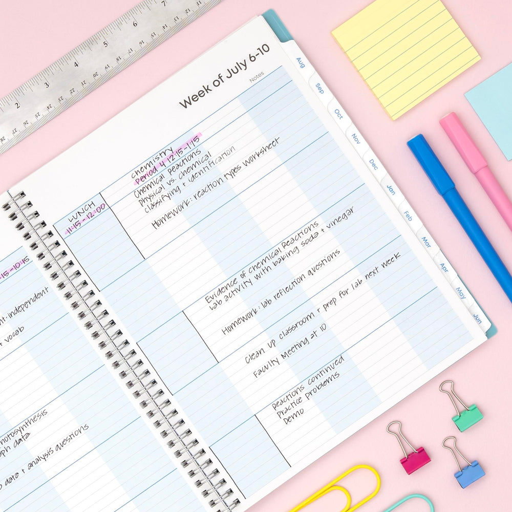 Blue Sky weekly layout detail displaying lined spaces for clear daily planning benefits focus