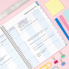 Blue Sky weekly layout detail displaying lined spaces for clear daily planning benefits focus
