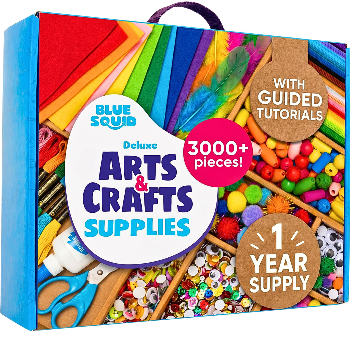 Blue Squid front packaging showing full craft kit and included pieces for creative play