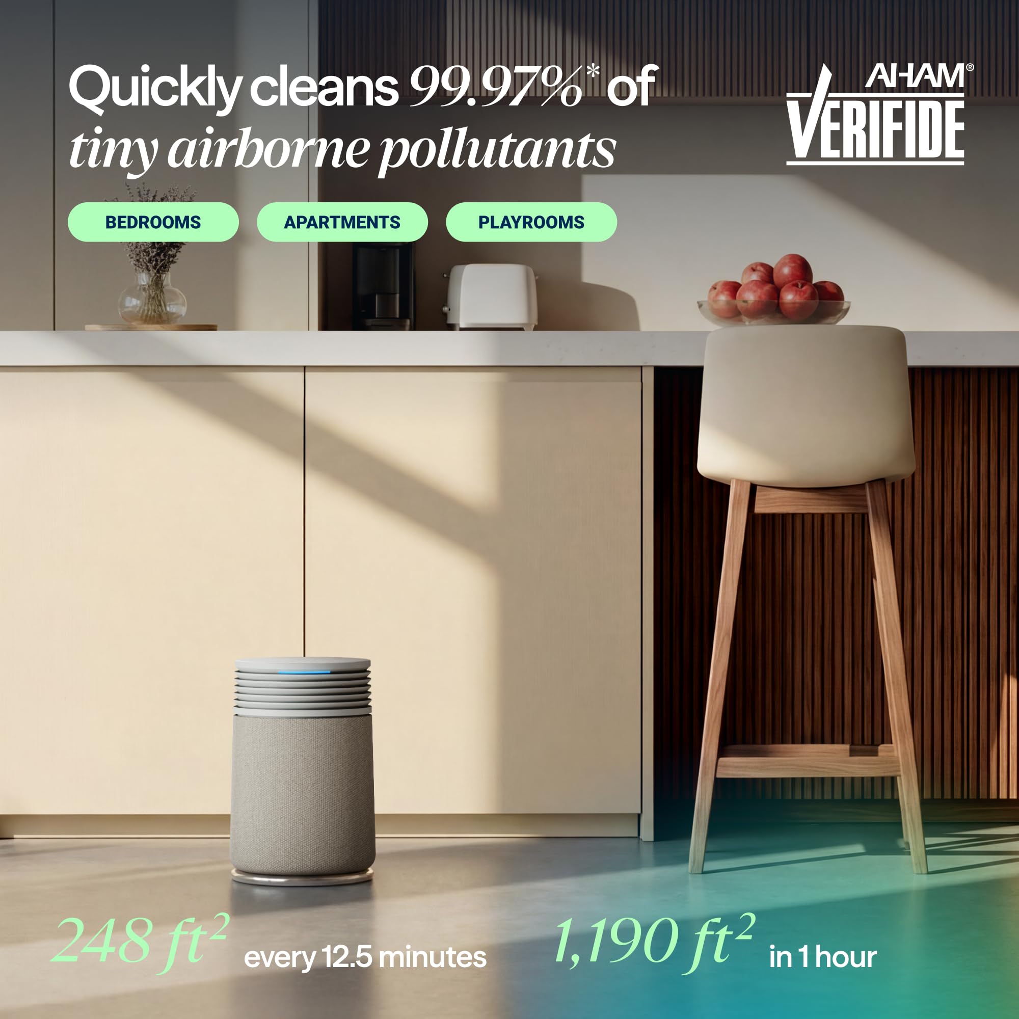 BLUEAIR top display close-up with motion-activated indicators for instant air feedback