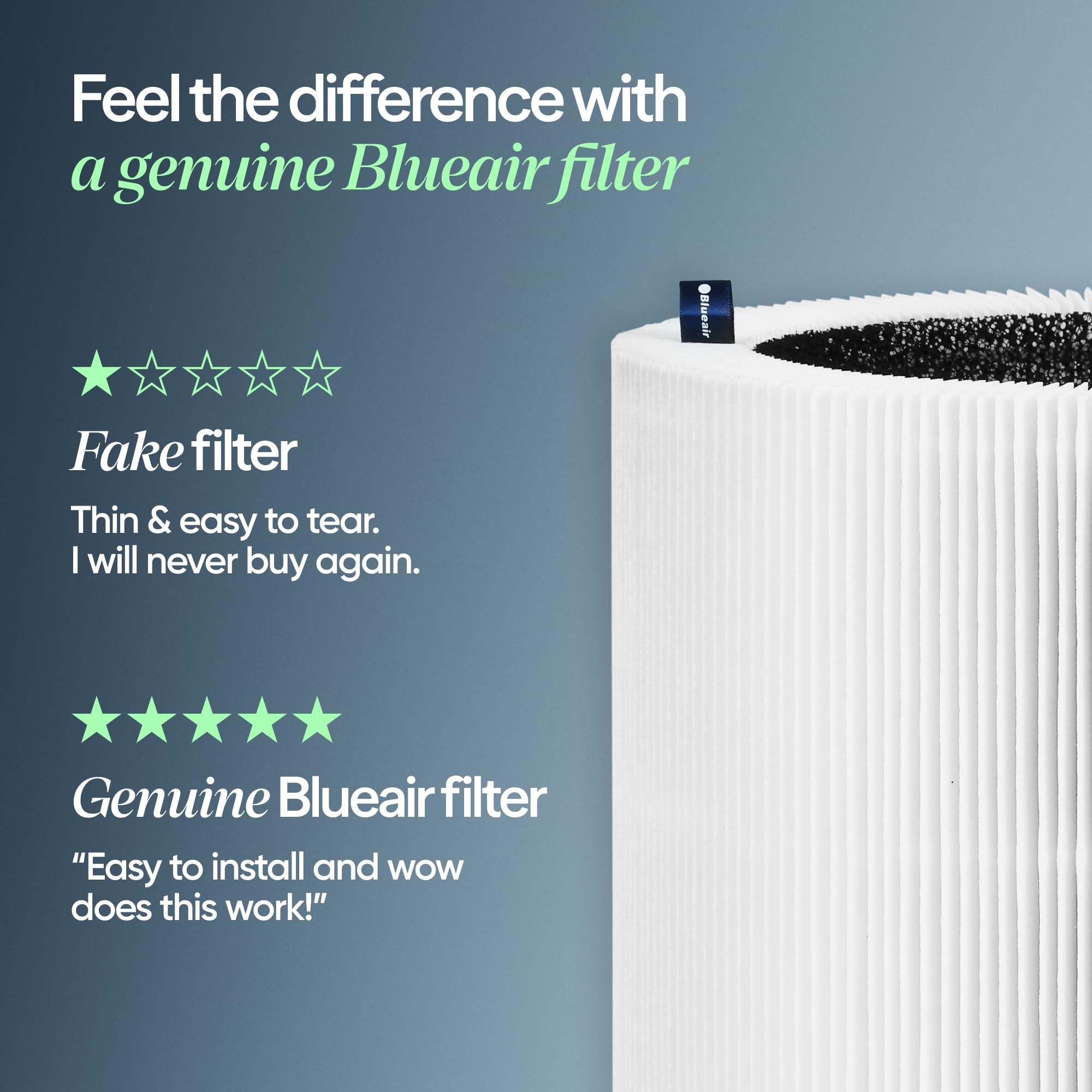 BLUEAIR activated carbon layer detail demonstrating odor reduction benefit