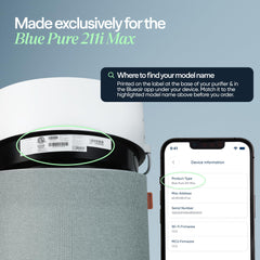 BLUEAIR F2MAX packaging and label emphasizing genuine part assurance