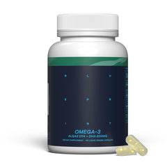 Blueprint Bryan Johnson front bottle view showing clean vegan omega-3 packaging and benefits