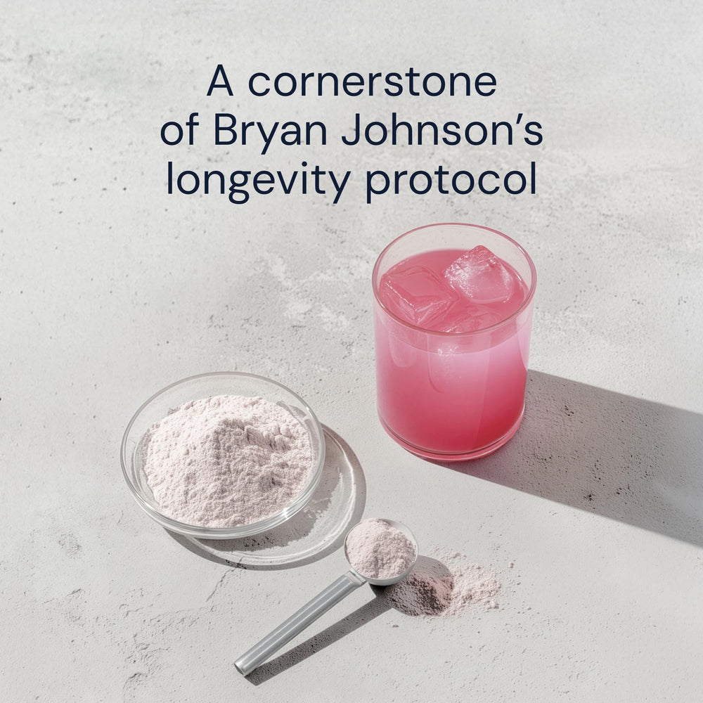 Blueprint Bryan Johnson ingredient label close-up revealing clinical dosing and clean sourcing