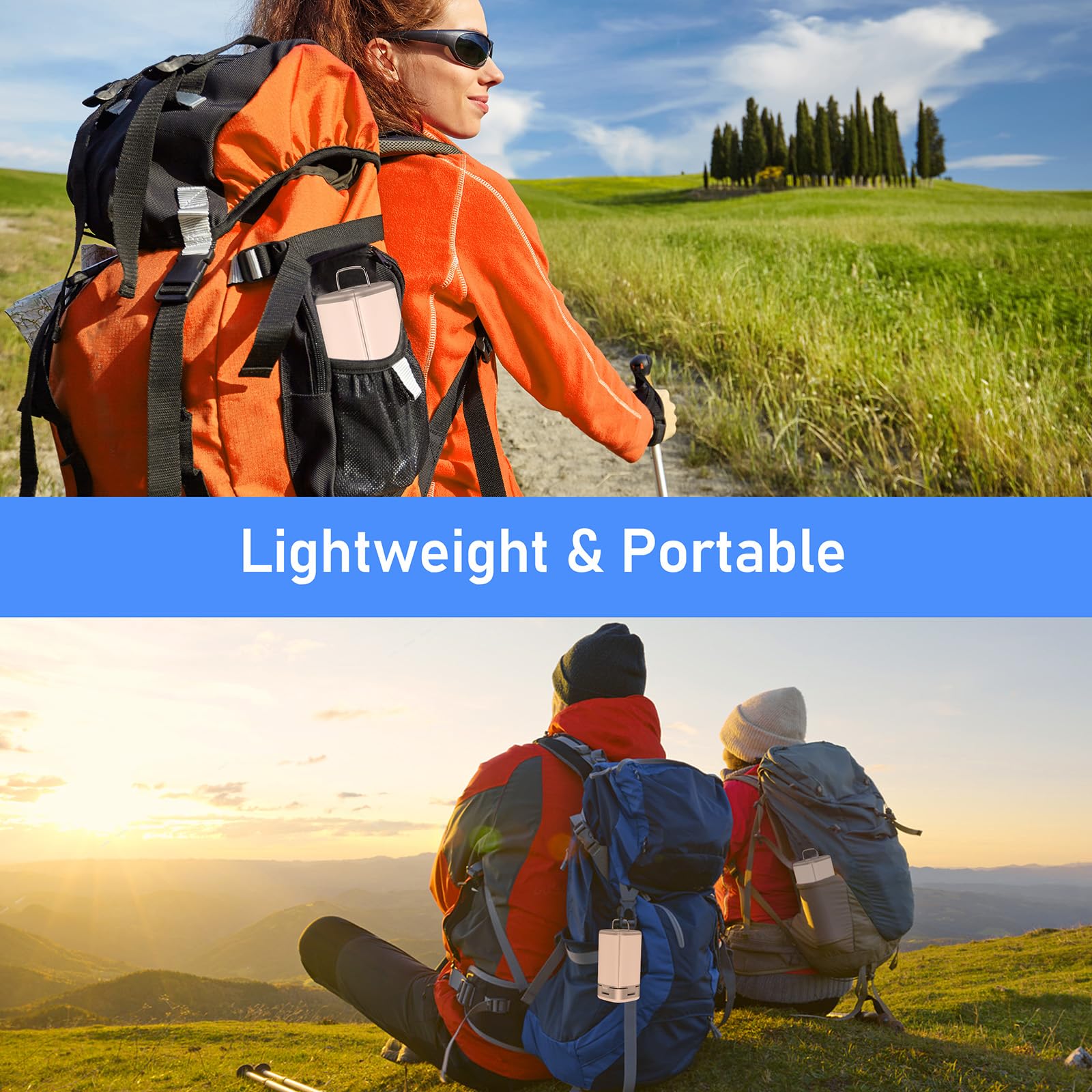 Blukar lantern USB-C charging port and battery indicator for easy recharging