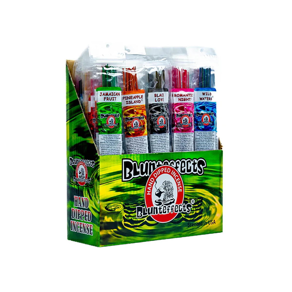Blunteffects front packaging showing 144-stick value pack and scent variety benefits