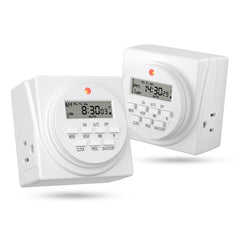 BN-LINK front view showing dual outlets and display for easy scheduling