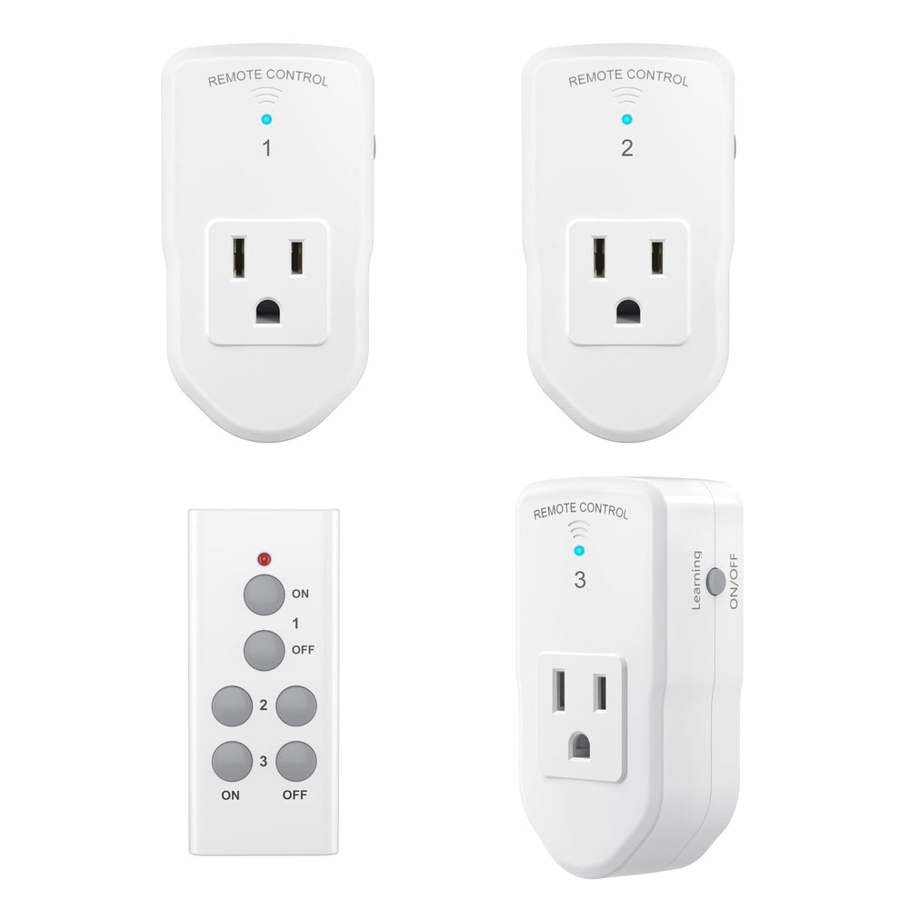 BN-LINK front view of kit showing three outlets and remote, easy setup benefit