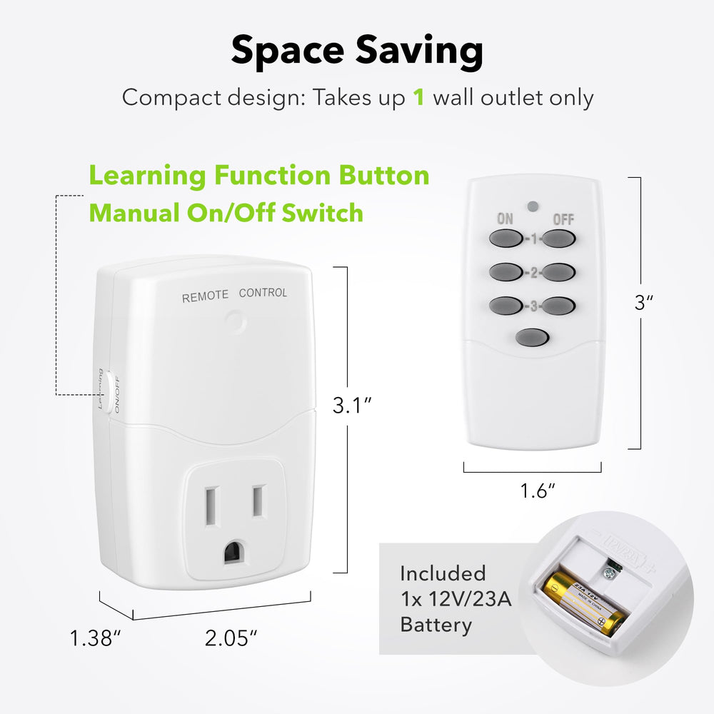 BN-LINK remote button detail showing simple on/off controls for convenience