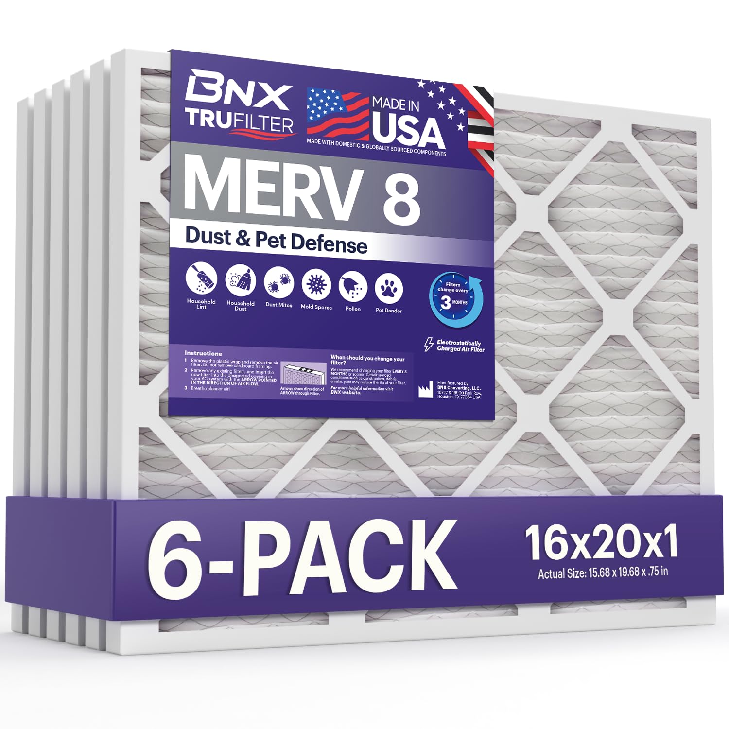 BNX TruFilter front packaging showing six-pack and size for easy identification
