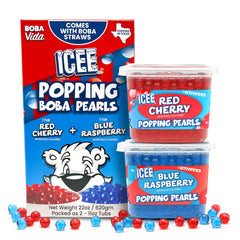 BOBAVIDA front packaging showing two ICEE popping boba tubs for quick use