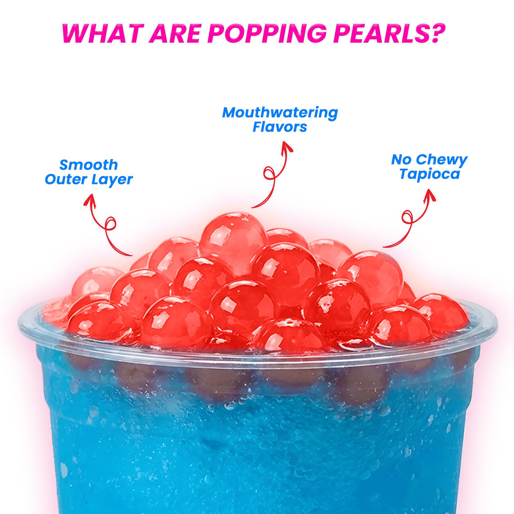 BOBAVIDA spoon serving popping boba into a cold cup adding fruity bursts
