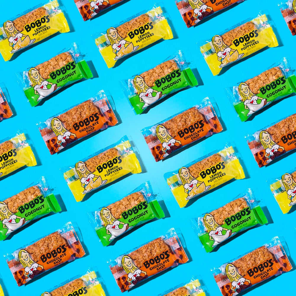 Bobo's broken bar revealing soft interior and chewy consistency