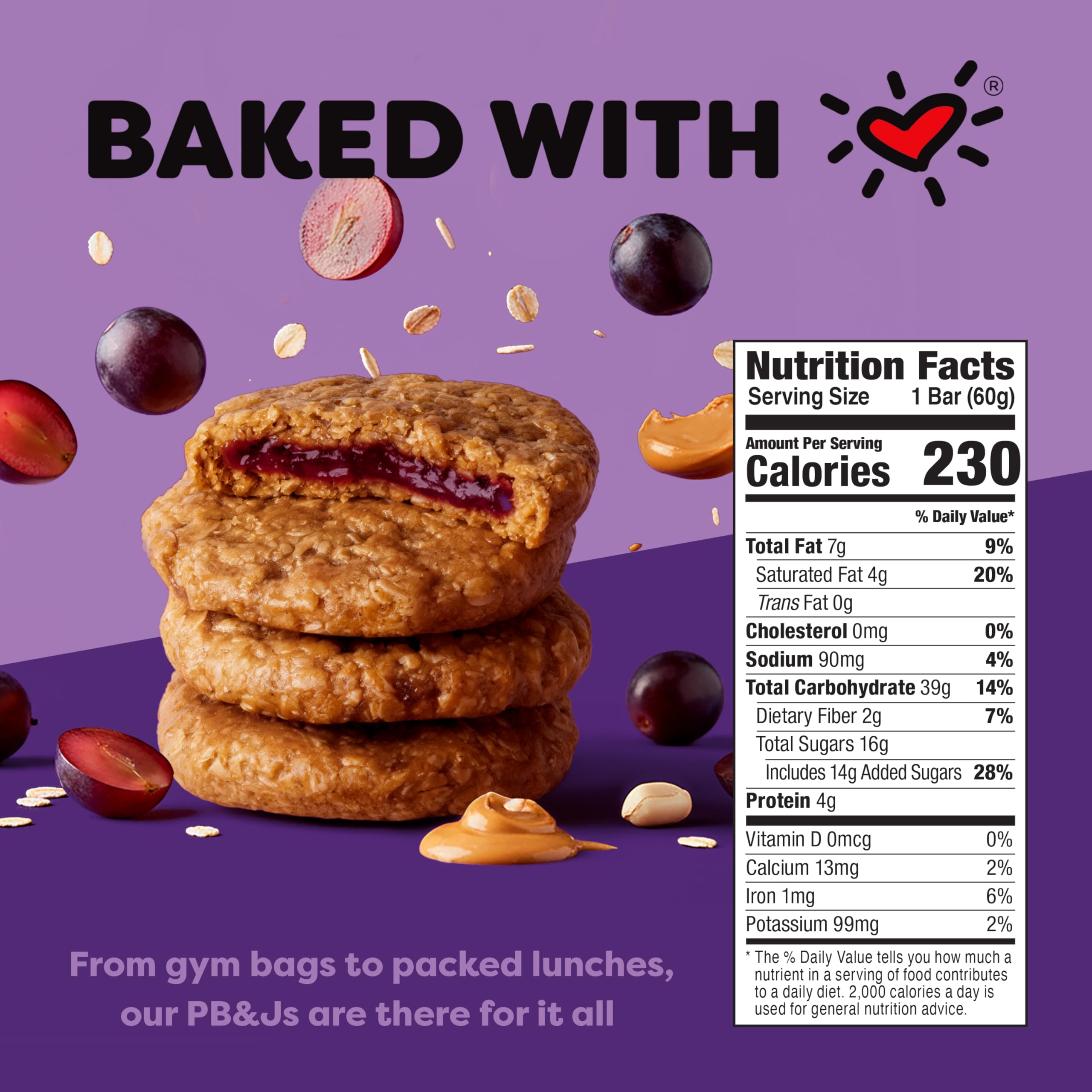 Unwrapped Bobo's bar with visible grape jelly center and grab-and-go convenience