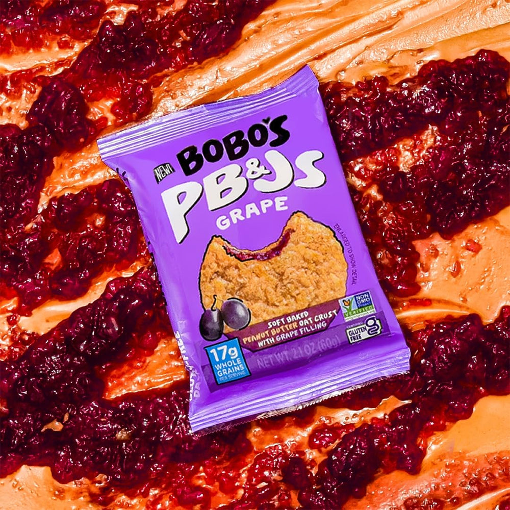 Bobo's bar shown next to apple illustrating portable size and portion control