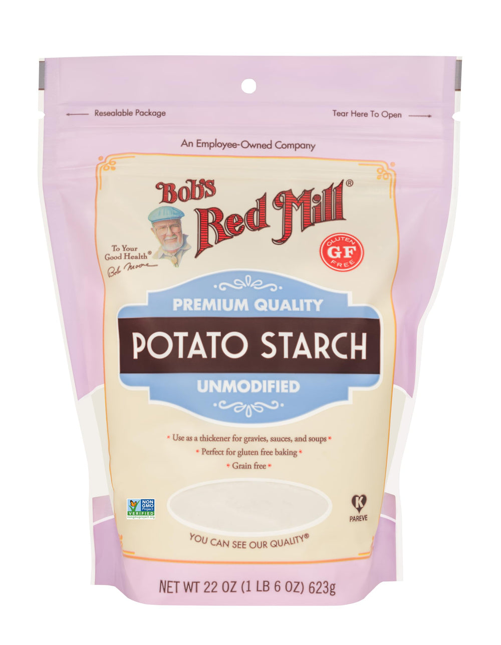 Bob's Red Mill potato starch thickening a glossy sauce in a pot, stable high-heat performance