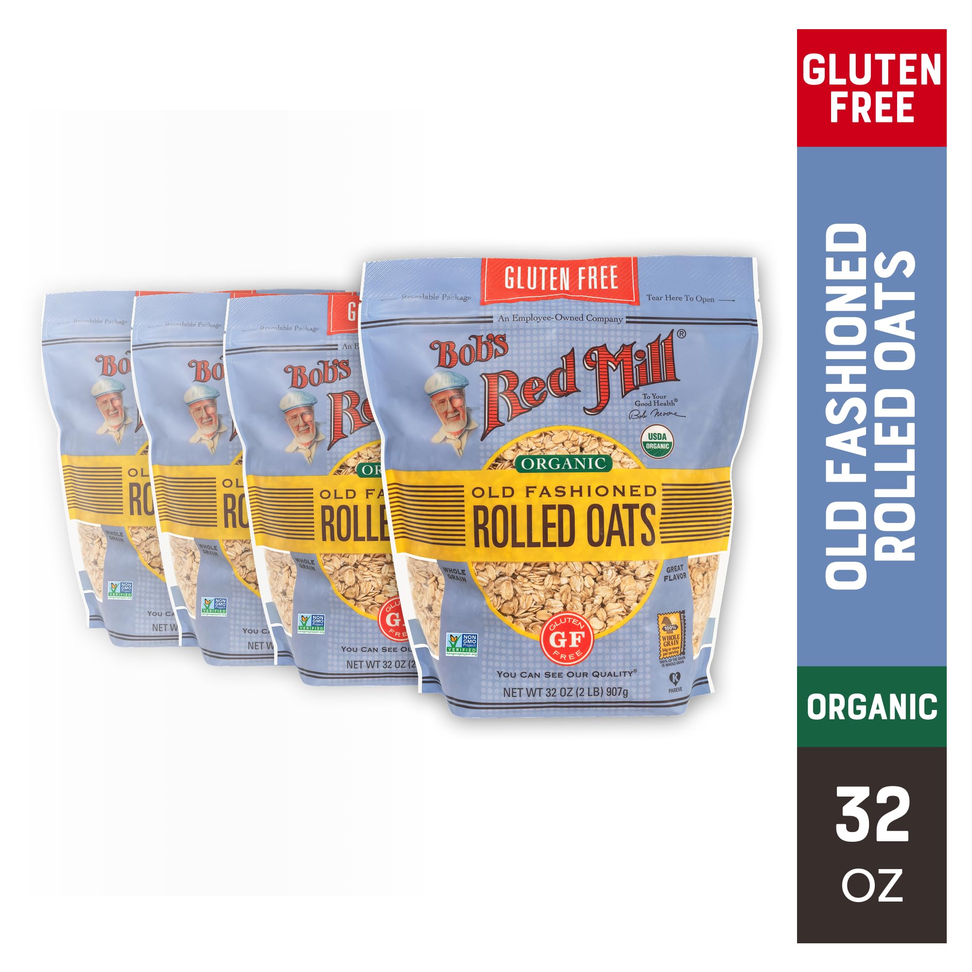 Bob's Red Mill four-pack stacked to show bulk value and pantry readiness