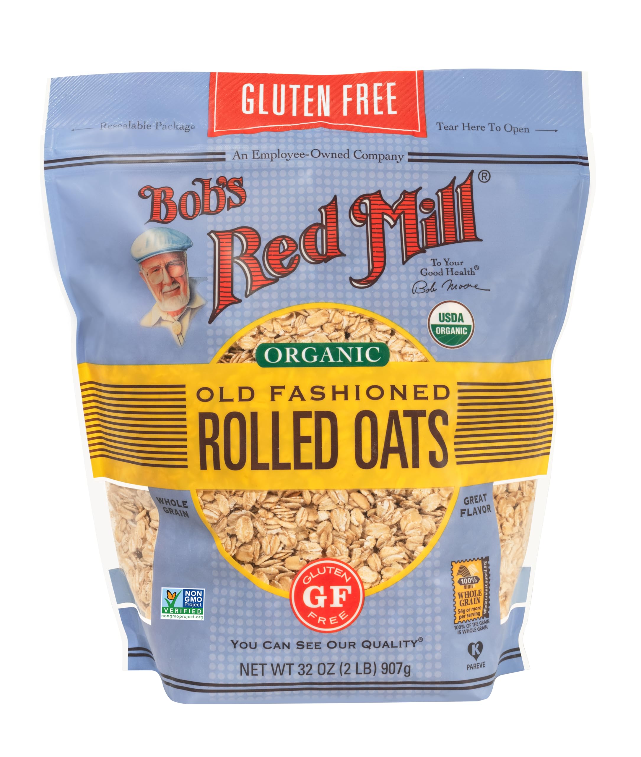 Bob's Red Mill oats flakes texture close-up showing whole grain integrity
