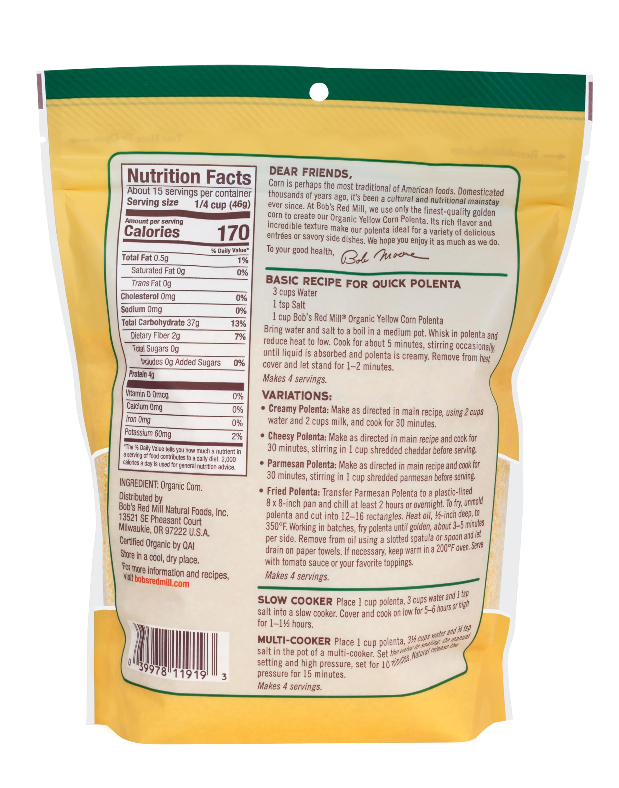 Bob's Red Mill firm polenta slices plated for easy serving and versatility