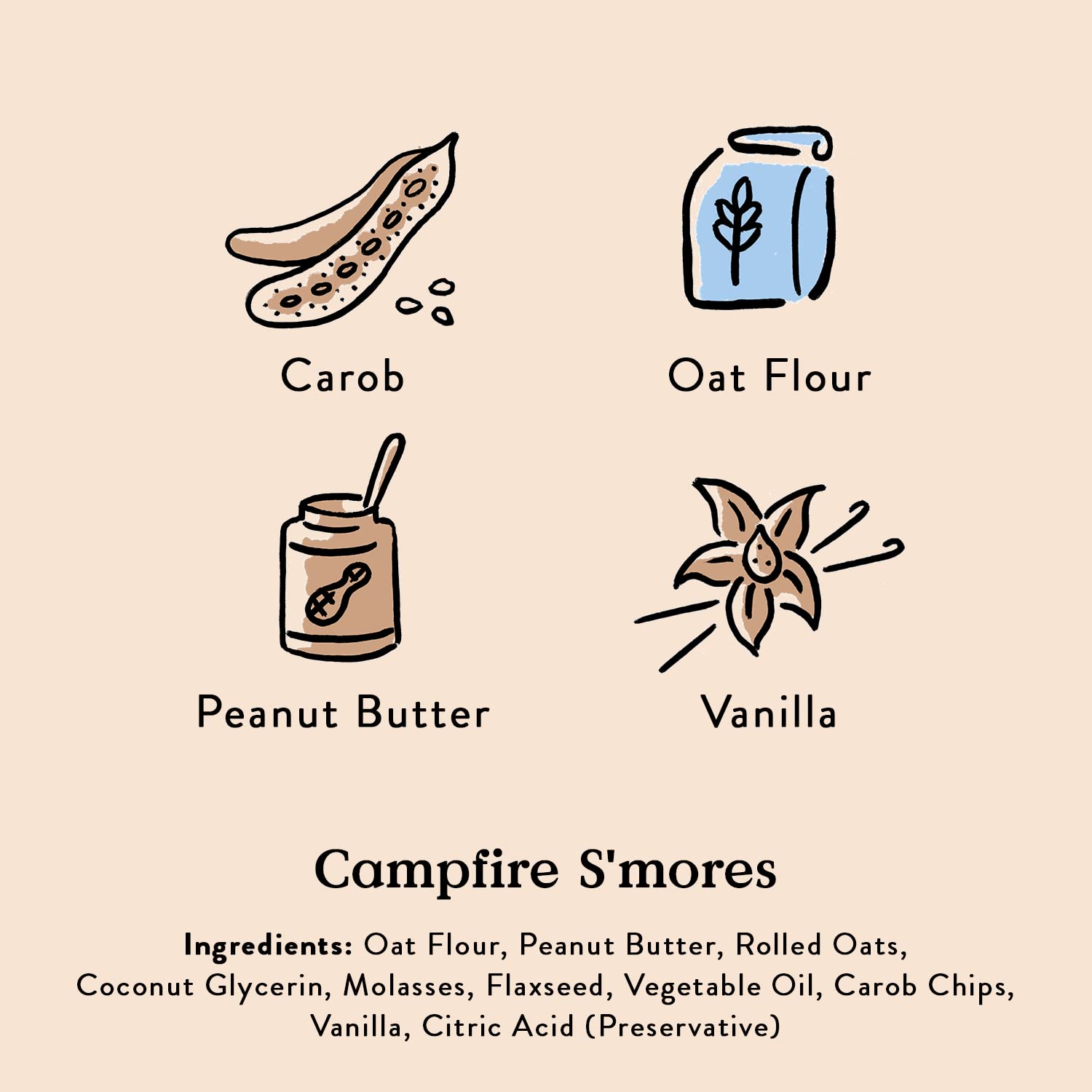 Bocce's Bakery Campfire S'mores cookie closeup showing carob and vanilla flavor notes